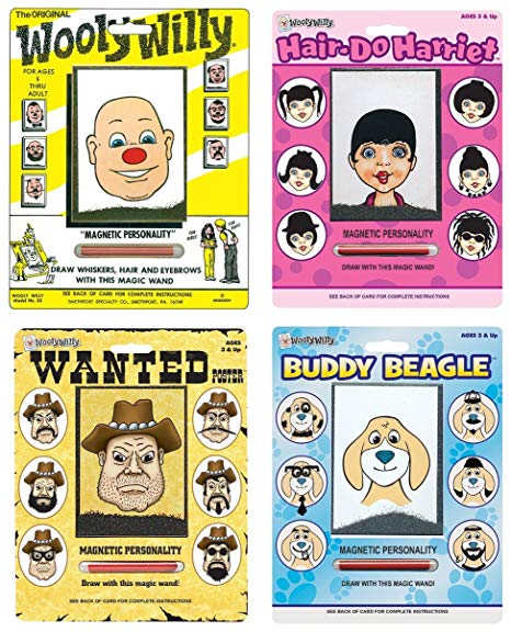 Playmonster Wooly Willy Bundle with Original, Buddy Beagle, Hair Do Harriet, and Wanted Poster (4 items)