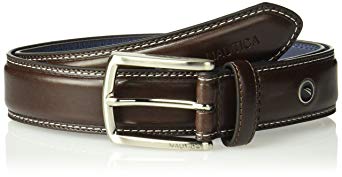 Nautica Men's Feathered Edge with Double-Stitch Casual Leather Belt