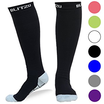 Blitzu Compression Socks 20-30mmHg for Men & Women BEST Recovery Performance Stockings for Running, Medical, Athletic, Edema, Diabetic, Varicose Veins, Travel, Pregnancy, Relief Shin Splints, Nursing