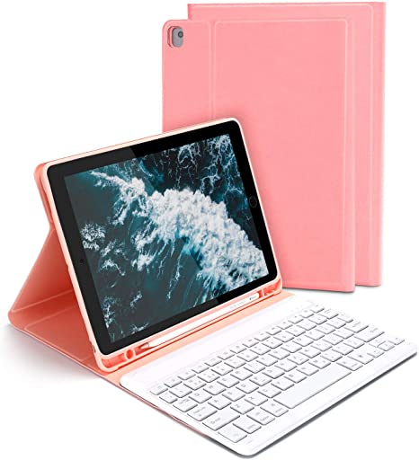 Bluetooth Backlight Keyboard Case for iPad 10.2 2019 / iPad Air 3 / iPad Pro 10.5, Jelly Comb Removable Keyboard UK Layout QWERTY with Protective Cover, Pink