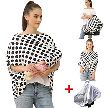 Mother's Nursing Cover, Multi-Use Baby Car Seat Cover, Lactating Women Breastfeeding Clothes, Lightweight And BreathableMaternity Dress Batwing-sleeved Blouse Shirt (2001-09)
