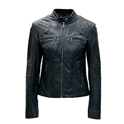 Pelle D'annata Ladies Real Leather Black Brown Biker jacket size 8 to 18