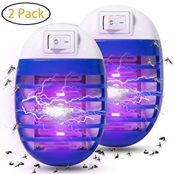Athemo 2 Pack Bug Zapper, Plug in Electronic Insect Trap, Mosquito Killer Lamp Eliminates Most Flying Pests with Night Light