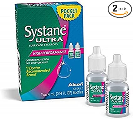 Systane Ultra Lubricant Eye Drops Pocket Pack, Two 4-mL Bottles