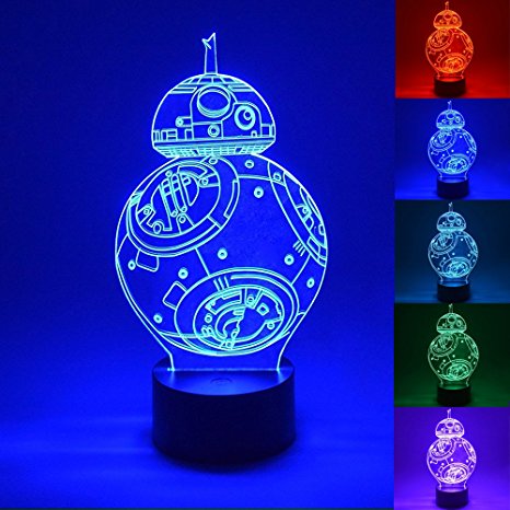 WOlight 3D LED Night Lamp,Multi Color Change Button LED Desk Table Light Lamp Bedroom Children Room Decorative Night Light (Star Wars)