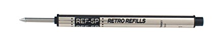 Tornado Roller Ball Ink BLACK Refills by Retro 51 (REF5P-B) (Three Pack)