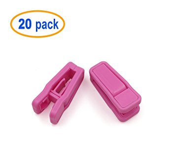 Plastic Slim-line Finger Clip Black Hanger Clips (20, Pink)