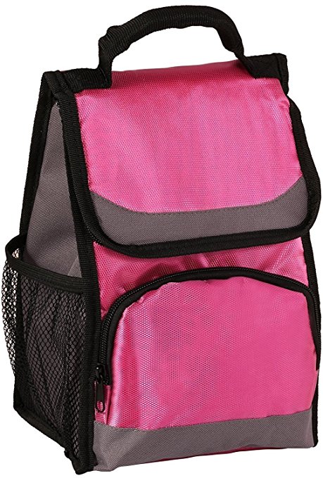 AimTrend Insulated Zippered Top Closure Lunch Pack Deluxe Cooler Bag (Pink)