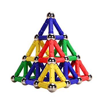 Veatree 103 Pieces Magnetic Building Blocks Toys Magnet Construction Build Kit Education Toys for Kids Playing Stacking Game with Magnetic Bricks and Sticks