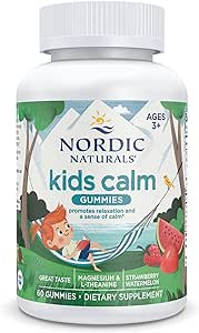 Nordic Naturals Kids Calm Gummies - Strawberry Watermelon - 60 Gummies - Magnesium L-Theanine Supplement - Calming Gummies for Kids - Relaxation Support - Up to 60 Servings