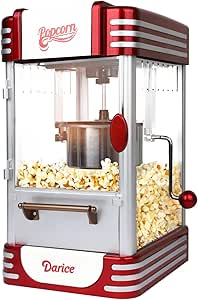 Darice Popcorn Machine – Retro Popcorn Maker with Measuring Cups – Non-Slip Popcorn Popper for Home, Carnival, Festival Stand – Non-Stick Popcorn Kettle Plate