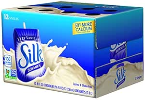 Silk Soy Milk, Very Vanilla, 8 Fluid Ounce (Pack of 12)