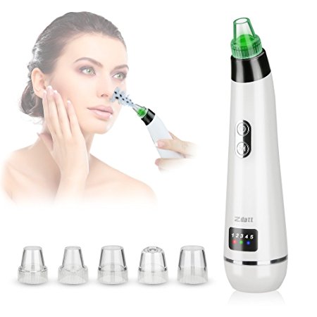 Zdatt Blackhead Remover Pore Vacuum with Beauty Lamp Care Comedo Suction Exfoliating Electric Comedone Acne Extractor Facial Cleaner with 5 Suction Heads and 5 Level Suction Force-FDA Approved