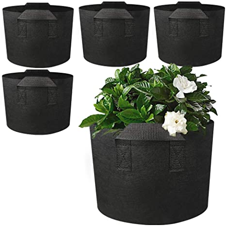 Alotpower Grow Bags, 5 Pack 1 Gallon Grow Bags Heavy Duty Thickened Nonwoven Plant Fabric Pots with Handles