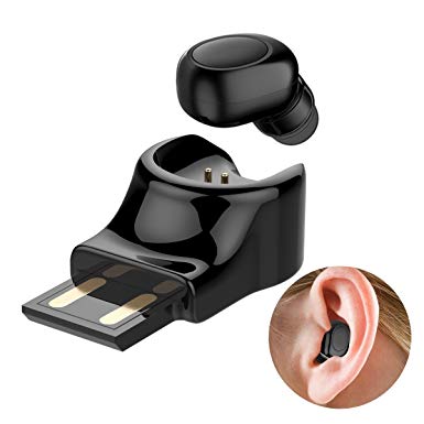 Wireless Earbud Bluetooth Headset in-Ear Invisible Earpiece Single Mini Bluetooth Headphone with Mic 6-Hour Play Time USB Charging Business Earphone Sport Earbuds for Smartphone and Other Devices