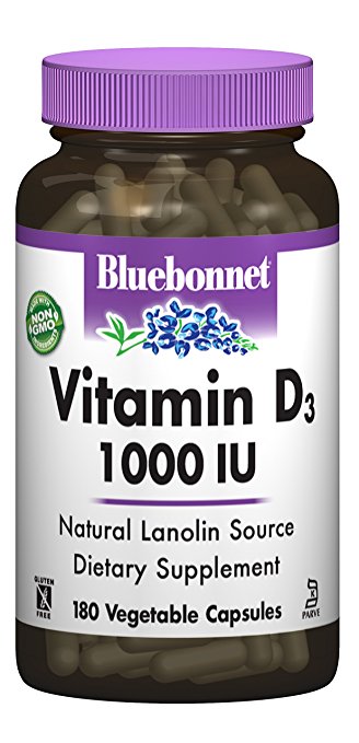 Bluebonnet Nutrition - Vitamin D3 1000 IU - 180 Vegetarian Capsules