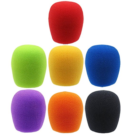 GLS Audio Mic Windscreens - Color Microphone Windscreen - Mike Wind Screen fits all standard size Ball-Type Mics - Color Wind Screens - 7 PACK