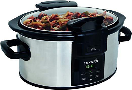 Crock-Pot SCCPVC600LHS-033 6 Quart Programmable Lift & Serve Hinged-Lid Slow Cooker, Stainless Steel