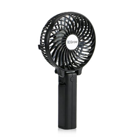iEGrow Portable USB Mini Battery Fans with Umbrella Hanging and Metal Clip(Black)