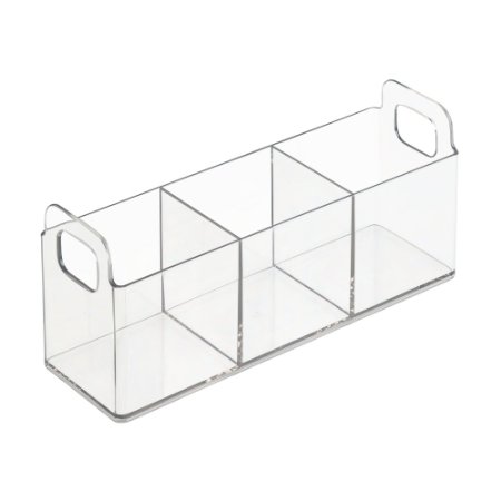 InterDesign Clarity Cosmetic Organizer Tote for Vanity Cabinet to Hold Makeup, Beauty Products - 9" x 3" x 4", Clear
