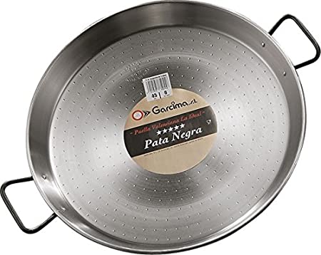 Garcima 20-Inch Pata Negra Restaurant Grade Paella Pan, 50cm, 20 Inch, Silver