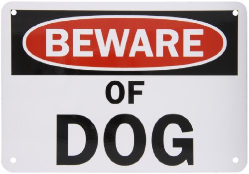 SmartSign Aluminum Sign, Legend "Beware of Dog", 7" high x 10" wide, Black/Red on White