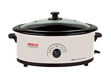 Nesco 4816-14G-30 6-Quart Roaster Oven with Glass Lid, Non-Stick Cookwell, Ivory