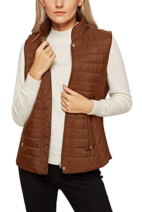 Urban CoCo Women's Quilted Vest Jacket Zip Up Padded Slim Fit