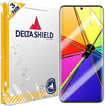 DeltaShield Screen Protector for Samsung Galaxy S20 Plus (S20  6.7 inch)(3-Pack)(Case Friendly Version) BodyArmor Anti-Bubble Military-Grade Clear TPU Film