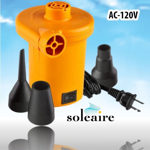 Soleaire SA-101P Turbo Electric Inflator Inflatable Air Pump for Bed, Mattress and Water Inflatables, Tangerine