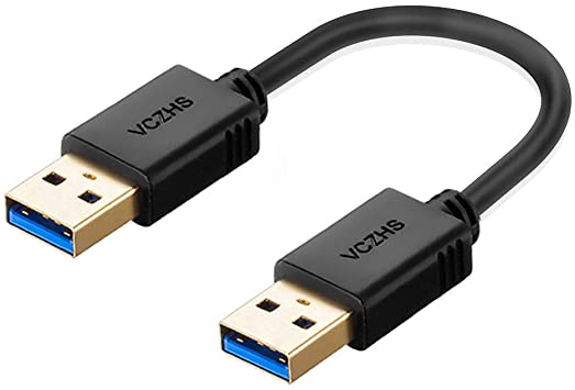 Short USB3.0 Cable Male to Male 8Inch, VCZHS USB 3.0 A to A Male Cable USB 3.0 to USB 3.0 Cable USB Male to Male Cable Double End USB Cord for Hard Drive Enclosures, Laptop Cooler, Raspberry Pi