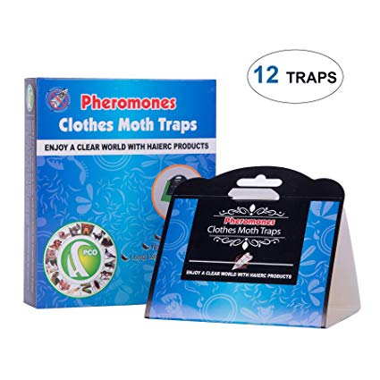 CO-Z 12Pcs Clothes Moth Traps Common Kitchen Moth Killer Moth Prevention Pheromone Attractant, Non-Toxic, No Insecticide, Odorless, Eco-Friendly, Kid Pet Safe (Clothes Moth Traps Blue)