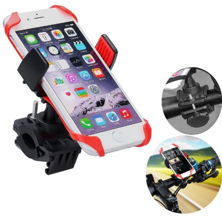 Bike Mount, Pugo Top Universal Cell Phone Bicycle/Motorcycle/Stroller Handlebar Mount Holder Cradle for iPhone 6S/6S /6/6 , Samsung Galaxy S6/S6 Edge/S6 Edge /S5/S4, Note 5/4/3 & Other Smartphone