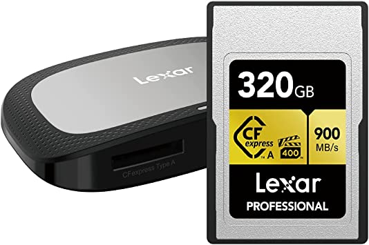 Lexar Professional 320GB CFexpress Type A Card Gold Series   Type A/SD USB 3.2 Gen 2 Reader, Card Up to 900MB/s Read, Cinema-Quality 8K Video, Rated VPG 400 (LCAGOLD320G-RNRNG)