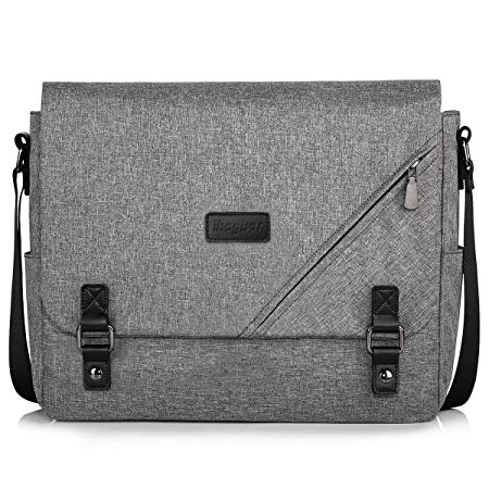 ibagbar Canvas Messenger Bag Shoulder Bag Laptop Bag Computer Bag Satchel Bag Bookbag School Bag Working Bag for Men and Women (Grey 004)
