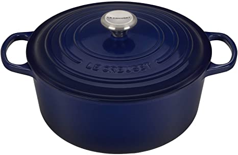 Le Creuset of America LS2501-2878SS Signature Round Dutch Oven, 7.25 qt, Indigo