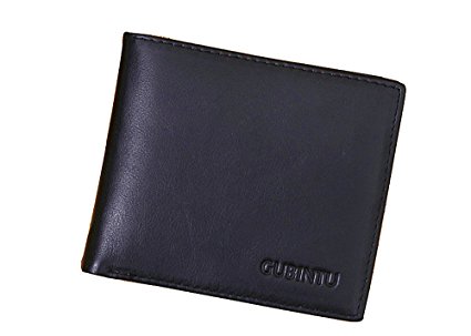 Vlike Top Layer Genuine Leather Trifold Wallet (Snap Fastener & Zipper Closure)