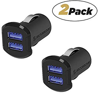 SCOSCHE USBC242M-2PKAZ Revolt Universal Multi Device Compact Dual Port USB Car Charger, Black (Pack of 2)