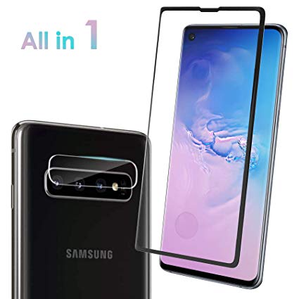 Tempered Glass Screen Protector for Galaxy S10 Plus [6.4"] with a Free Camera Lens Protector, Easy Installation, Absolutely Support Fingerprint Reader[No Liquid Glue Needed][Case Friendly][HD Clear]