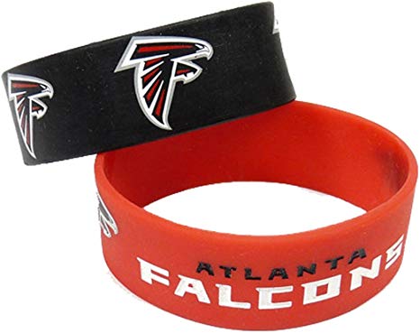 NFL Silicone Rubber Bulky Bandz Bracelet Set, 2-Pack-Old Logo