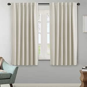 H.VERSAILTEX Light Reducing Curtains Thermal Insulated Window Treatment Panels Room Darkening Privacy Assured Drapes for Living Room Back Tab/Rod Pocket Bedroom Drapes 2 Panels, Ivory - 52 x 63 Inch