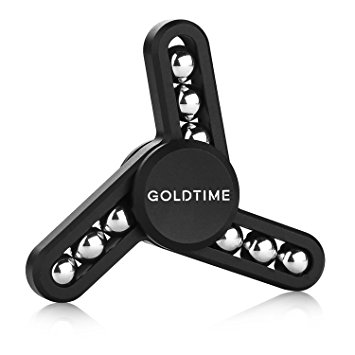 Fidget Hand Spinner, Goldtime Brushed Stainless Steel Tri-Spinner Stress Reducer EDC Focus Finger Toy, Spins up to 3min,Perfect Gift For ADD, ADHD, Anxiety, and Autism Adult Children (Black)
