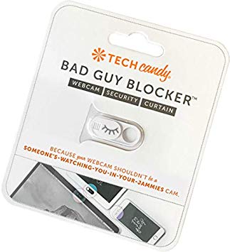 Tech Candy Bad Guy Blocker Removable Webcam Cover Camera Curtain for Web Security - Works on laptops, Phones, and Tablets - White Color with Silver Lashes