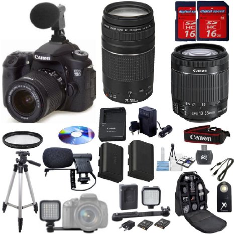 Canon EOS 70D DSLR Camera Digideals Video Microphone Bundle with Lens, Stand and Accessories (14 Items)