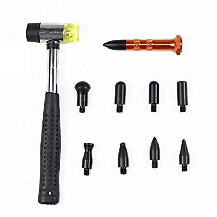 JMgist PDR Tools Dent Repair tools Rubber Hammer 9 Heads Tap Down Tools Paintless Dent Removal Kit