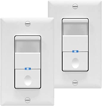 TOPGREENER Motion Sensor Switch, No Neutral Required, PIR Passive Infrared Sensor, Occupancy Sensor Wall Switch, 500W 1/8HP, Ground Wire Required, Single Pole, TDOS5-J-W, White, 2-Pack, UL Listed