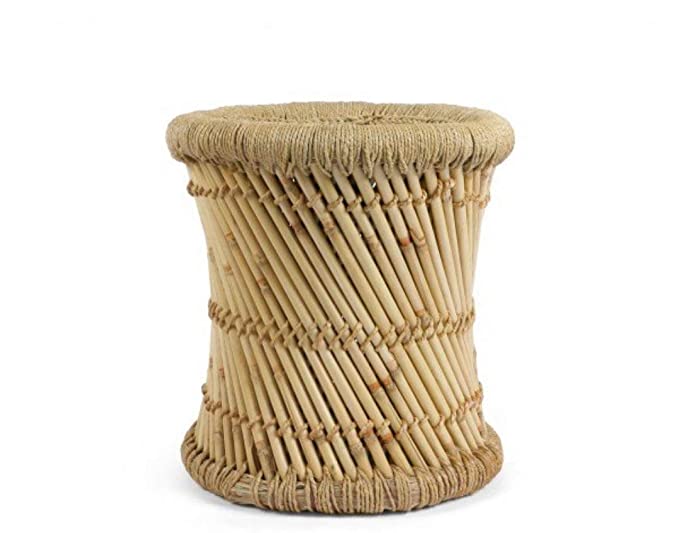 KAM Home Bamboo MUDDA Stool 38 * 38 Chair/Stool/Muddha/Mudda for Outdoor Indoor Furnishing 1 Piece