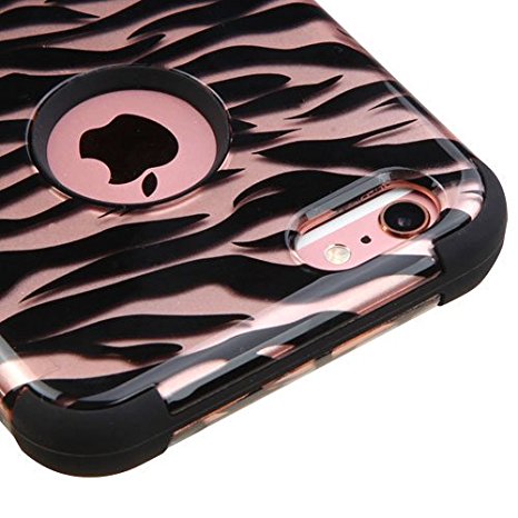 Apple iPhone 6 / 6S (4.7") Case, Kaleidio [TUFF] Protective Shock Proof Dual Layer Hybrid Cover [Includes a Overbrawn Prying Tool] [Zebra Rose Gold Skin]