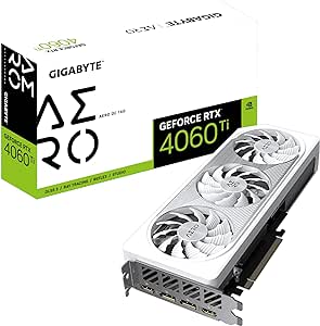 Gigabyte NVIDIA GeForce RTX 4060 Ti AERO OC Carte graphique - 16GB GDDR6, 128-bit, PCI-E 4.0, 2595MHz Core Clock, 2x DP 1.4, 2x HDMI 2.1a, NVIDIA DLSS 3 - GV-N406TAERO OC-16GD