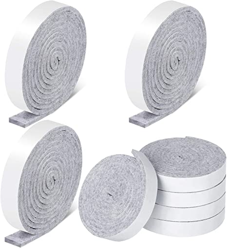 1/2 x 60 Inch Felt Strips with Adhesive Backing Self-Stick Heavy Duty Felt Tapes Polyester Felt Strip Rolls for Protecting Furniture and Freedom DIY Adhesive (Light Grey,8 Rolls)